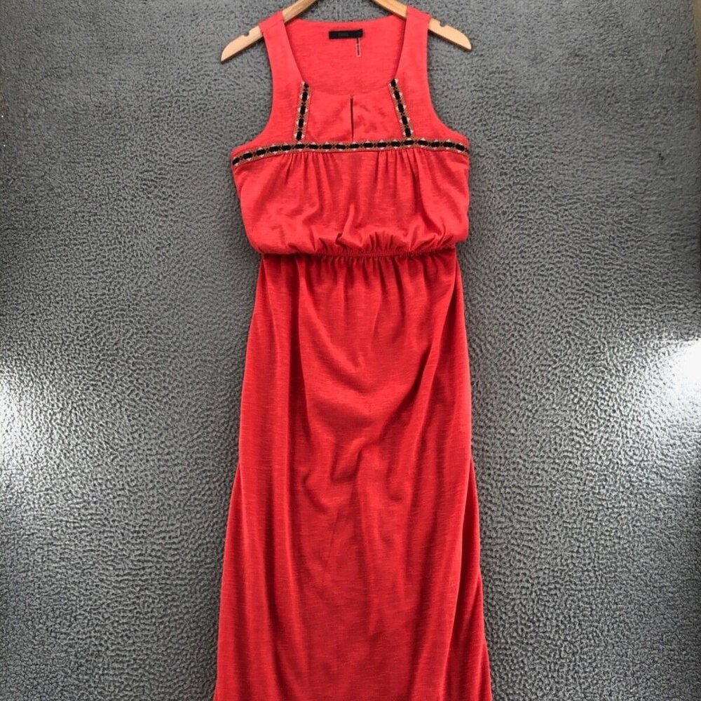 THML Red Maxi Dress with Beaded Trim